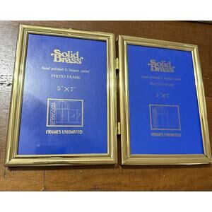 Solid Brass 5"x7" Photo Frame Bi-Fold or Wall Hung Hinged New!